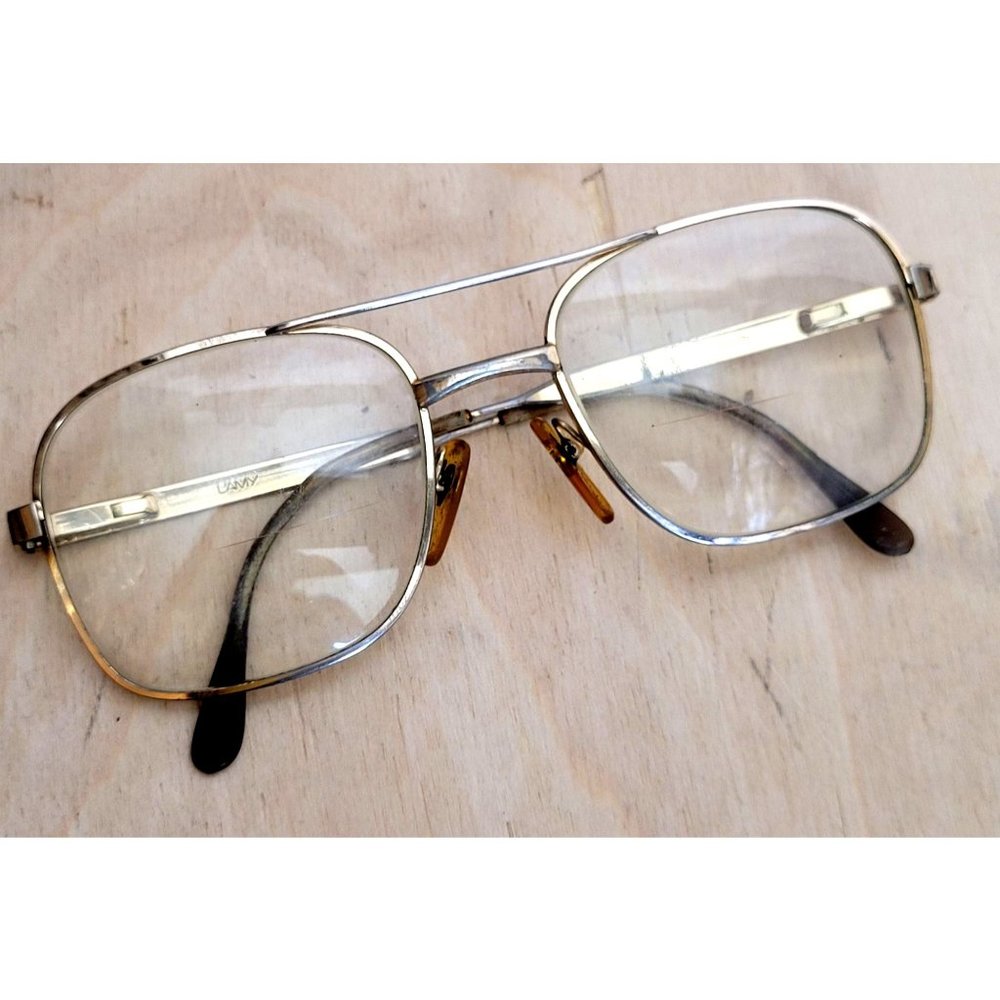Vintage Aviator Glasses Metal Frames Lamy Alcide Gold Prescription Lenses